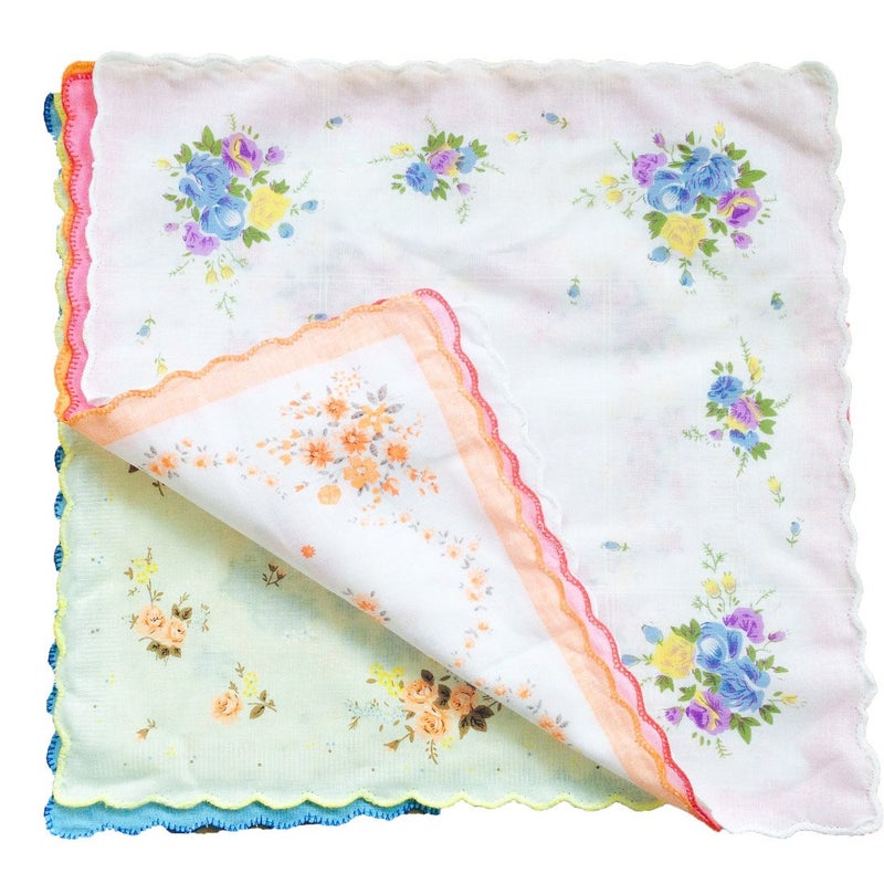 CoCoUSM Womens Vintage Floral Print Cotton handkerchiefs Bulk 10 PCS - Image 5